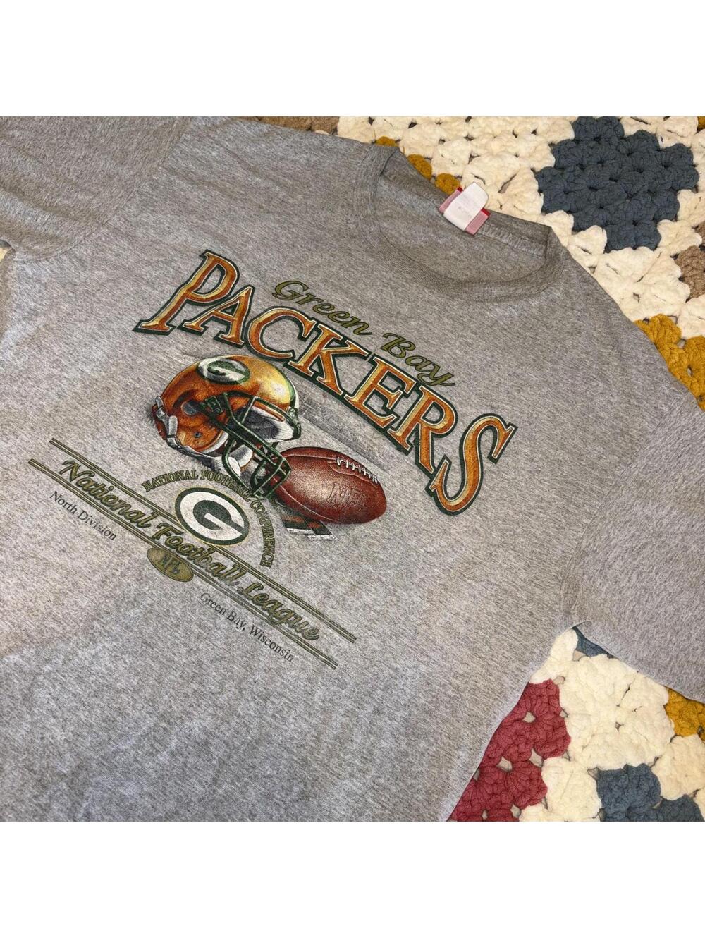 Vintage Deadstock Y2K Green Bay Packers Men’s Large NFL Gray T-Shirt Sports Tee